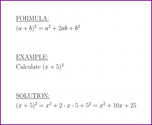 (a + b)^2 (formula and example)